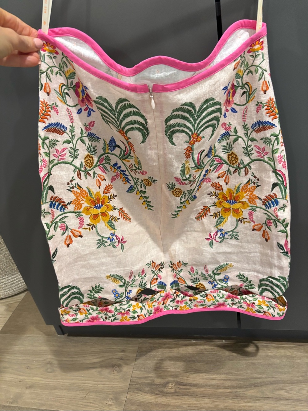 Farm Rip embroidered Floral Mini Skirt in Pink Trim XS